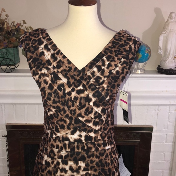 🌹Adrianna Papell Animal Print cocktail dress Sz 8 - Picture 2 of 8